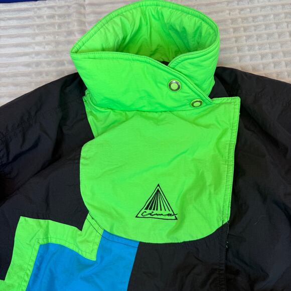 VTG Cima Ski Wear Suit Womens Sz 8 Black Neon Colors 80s 90s Style - Picture 8 of 10